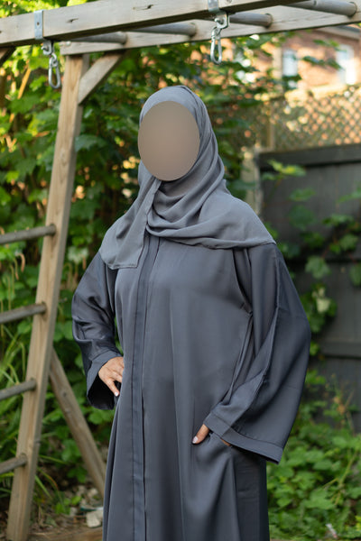 Grey open abaya