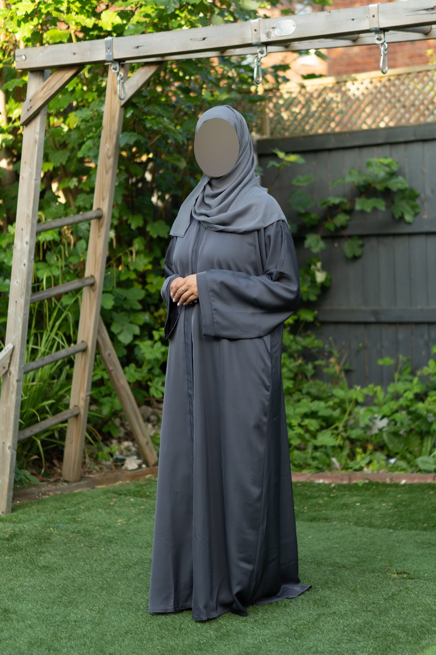 Grey open abaya
