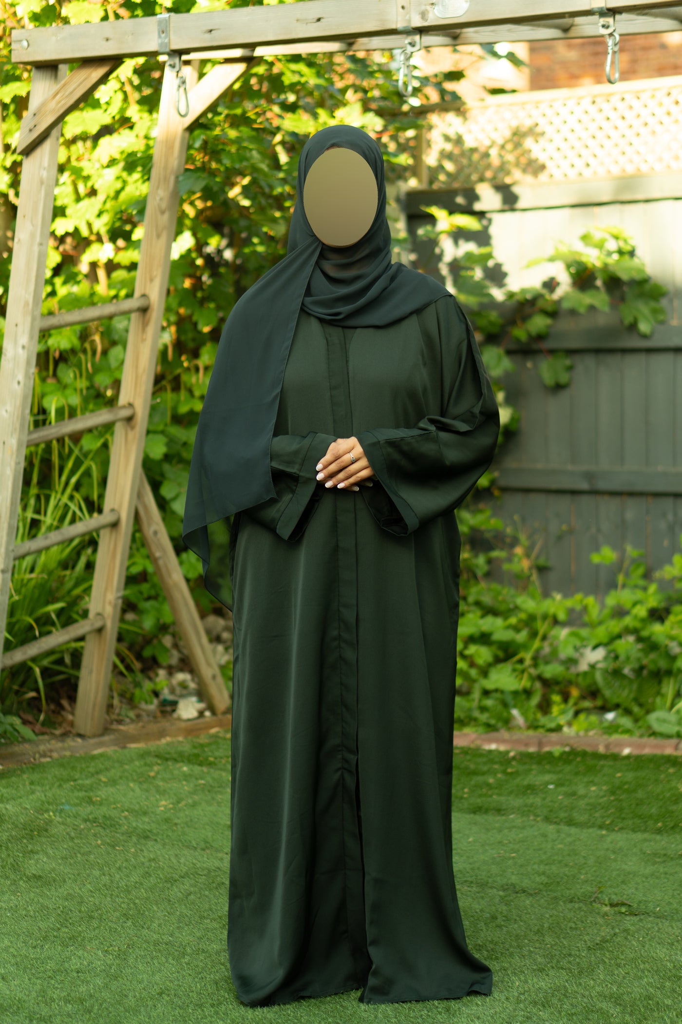 Emerald green open abaya