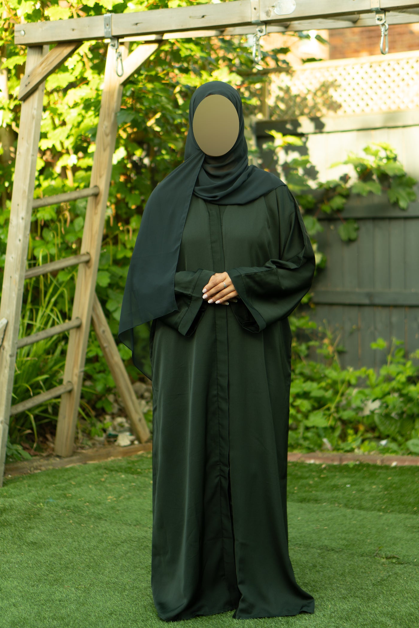 Emerald green open abaya