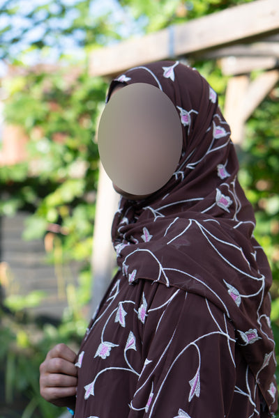 Brown floral abaya