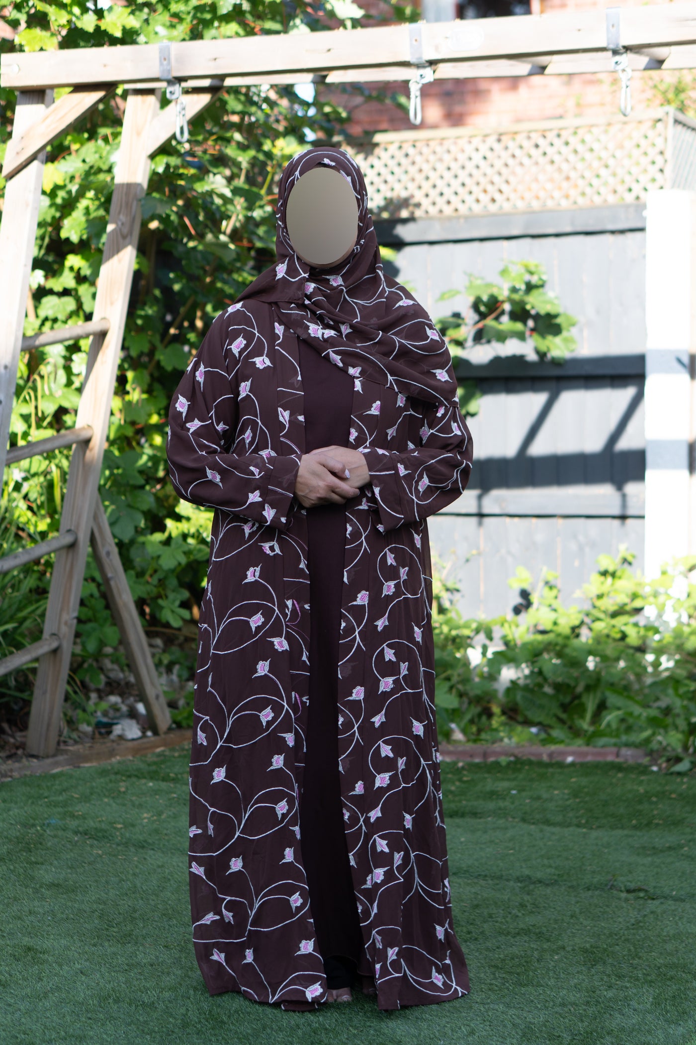 Brown floral abaya
