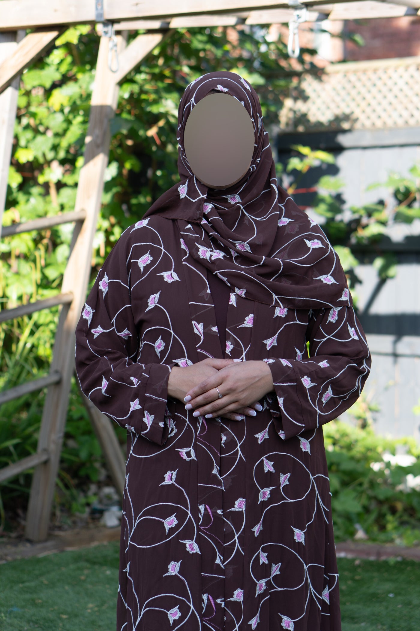Brown floral abaya