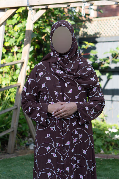 Brown floral abaya