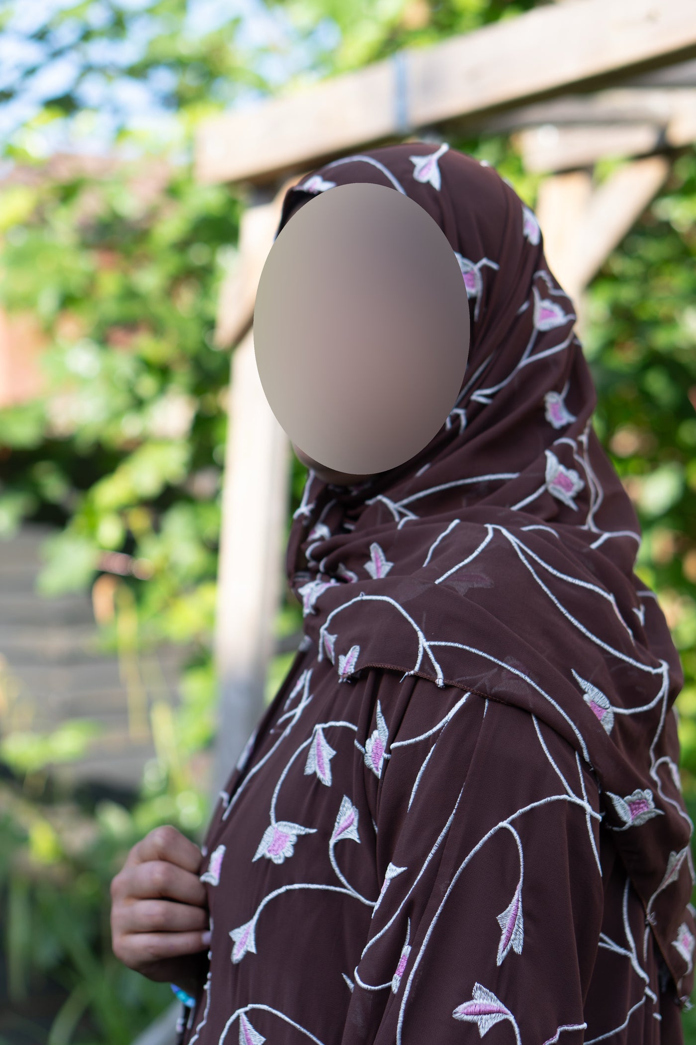 Brown floral abaya