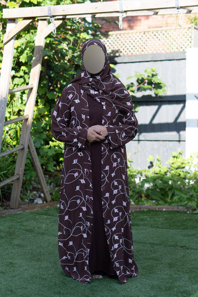 Brown floral abaya