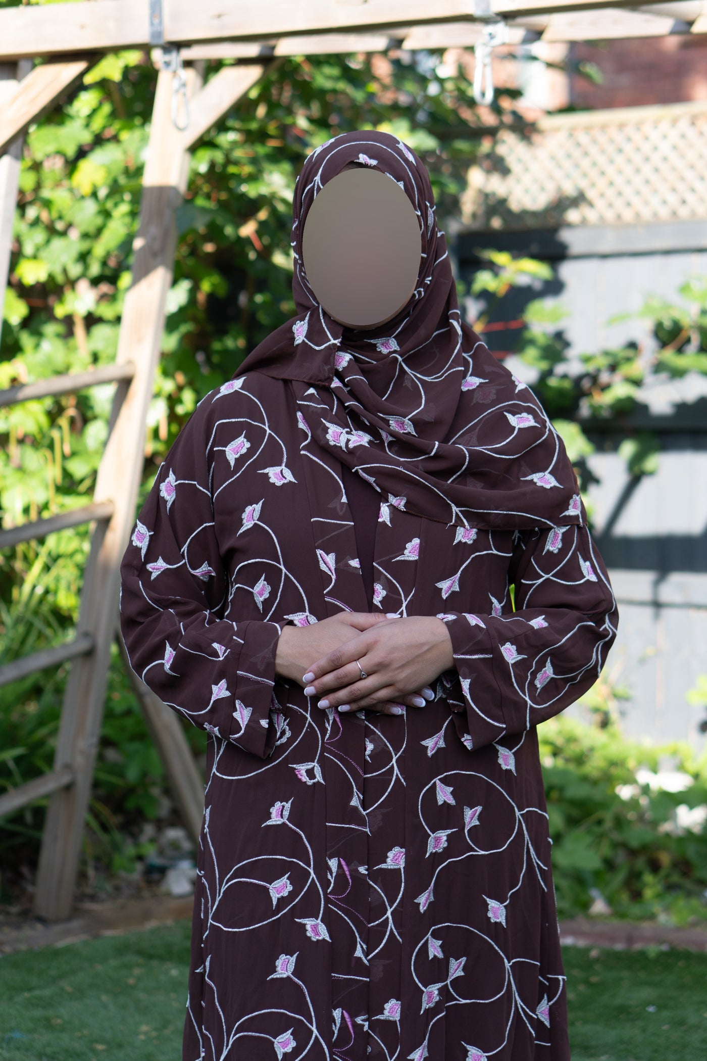 Brown floral abaya