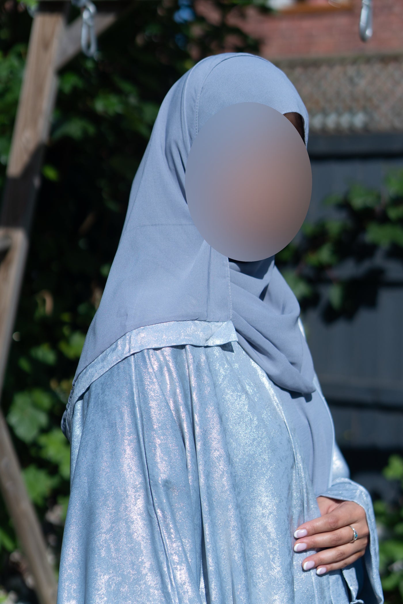 Baby blue shimmer abaya