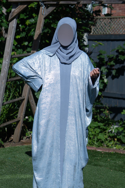 Baby blue shimmer abaya