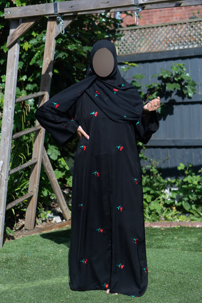 Black Floral Abaya