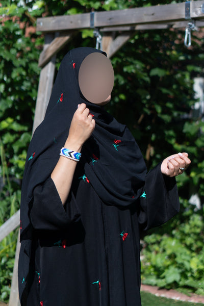 Black Floral Abaya