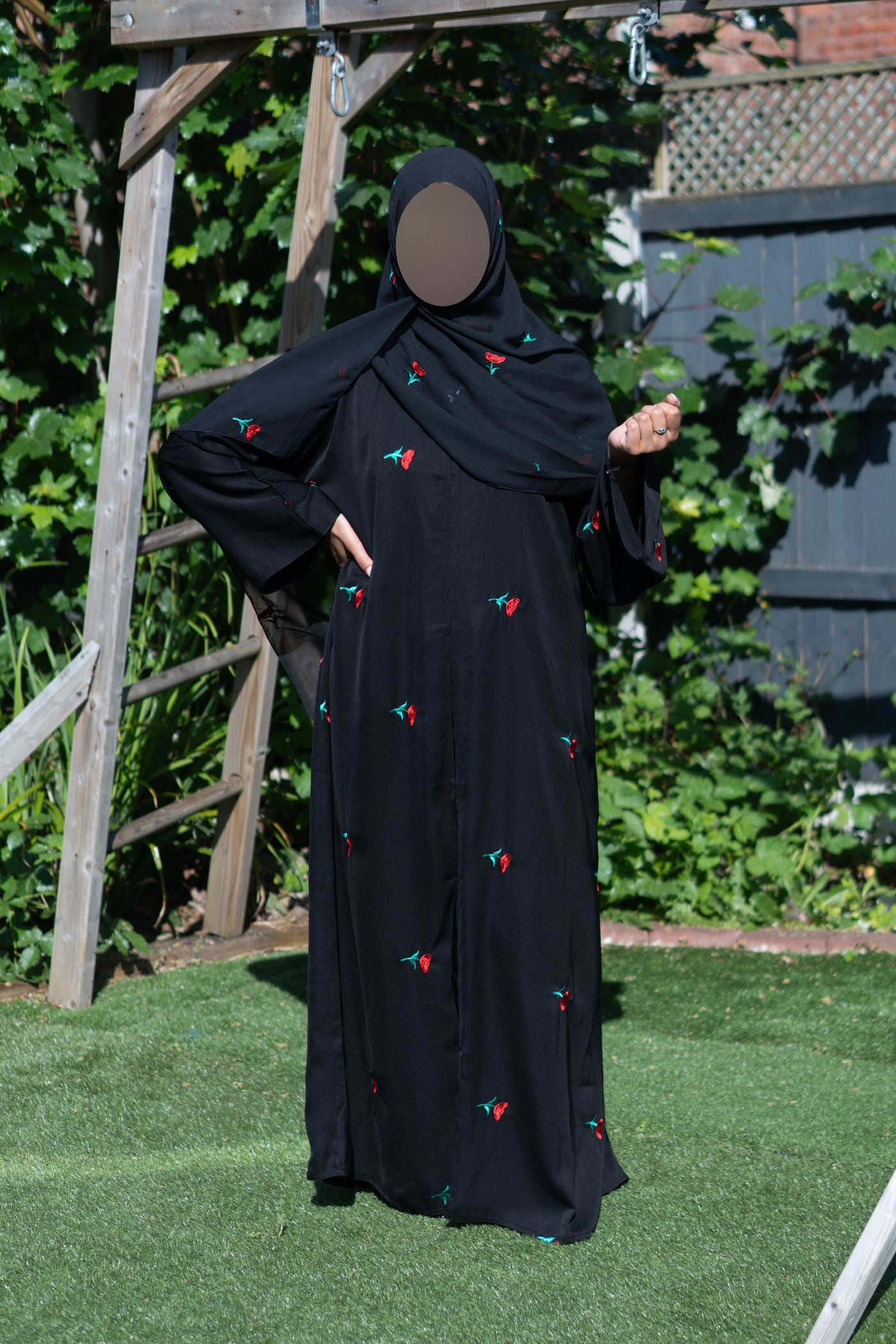 Black Floral Abaya