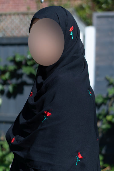Black Floral Abaya