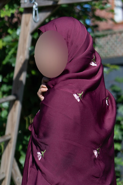 Maroon floral abaya