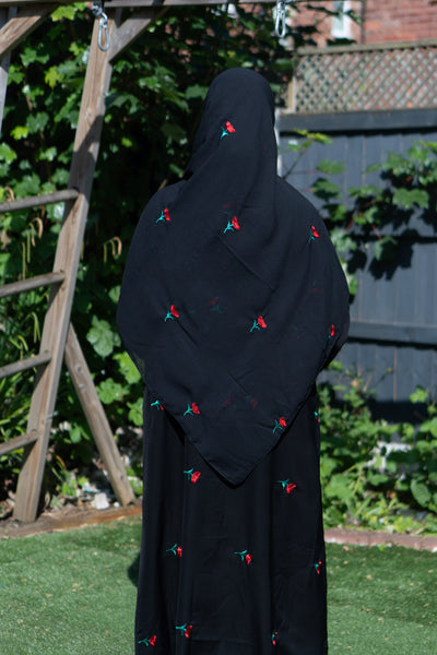 Black Floral Abaya