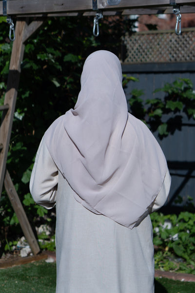Linen floral abaya taupe pinky