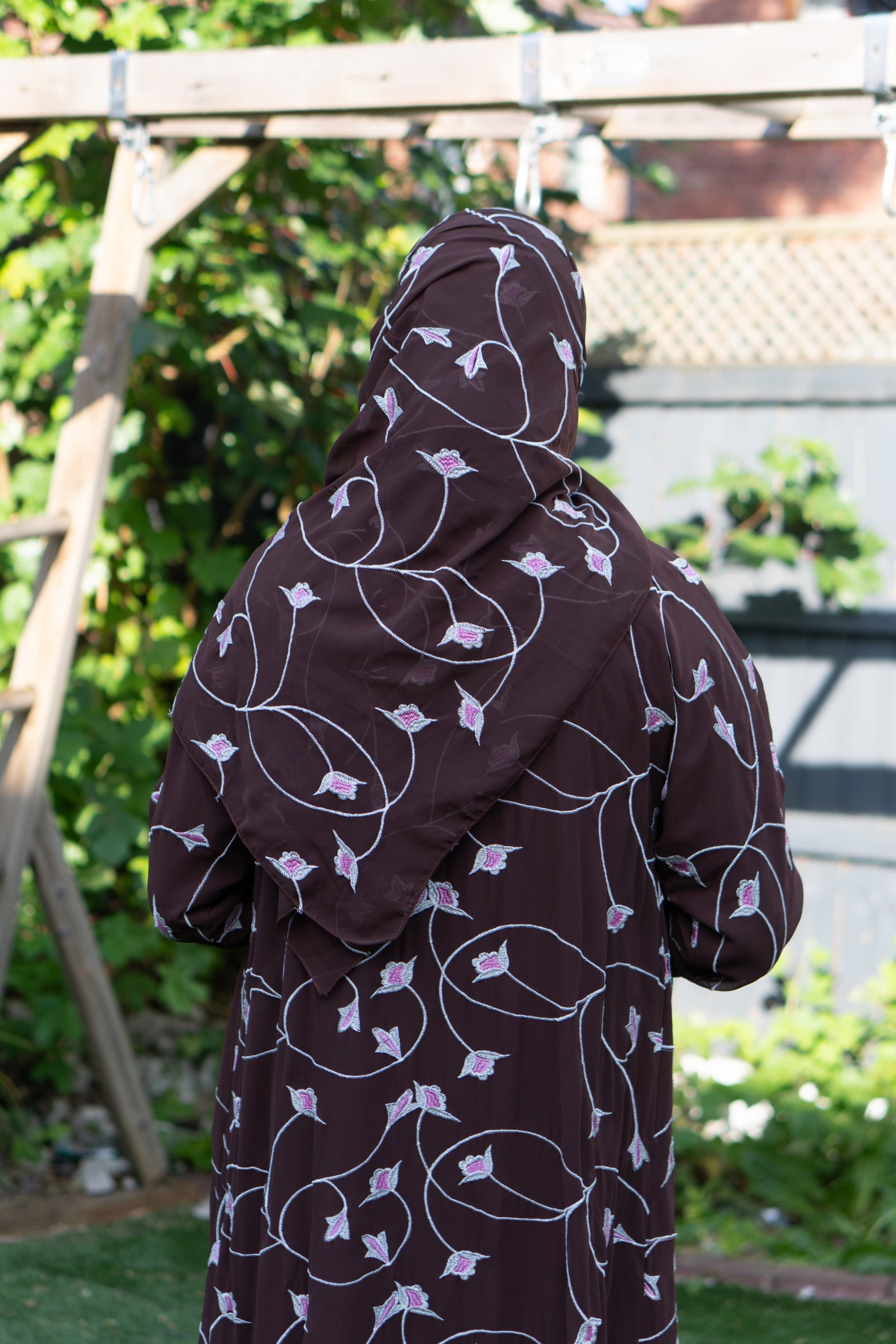 Brown floral abaya