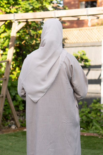 Linen floral sleeve abaya