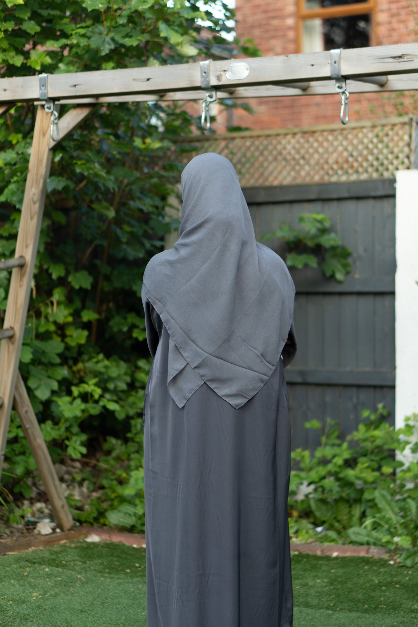 Grey open abaya