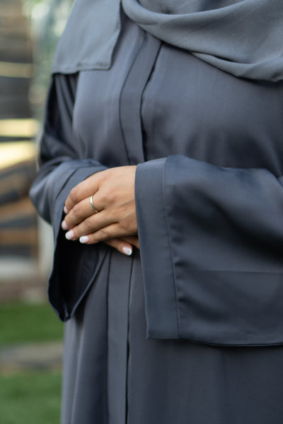 Grey open abaya